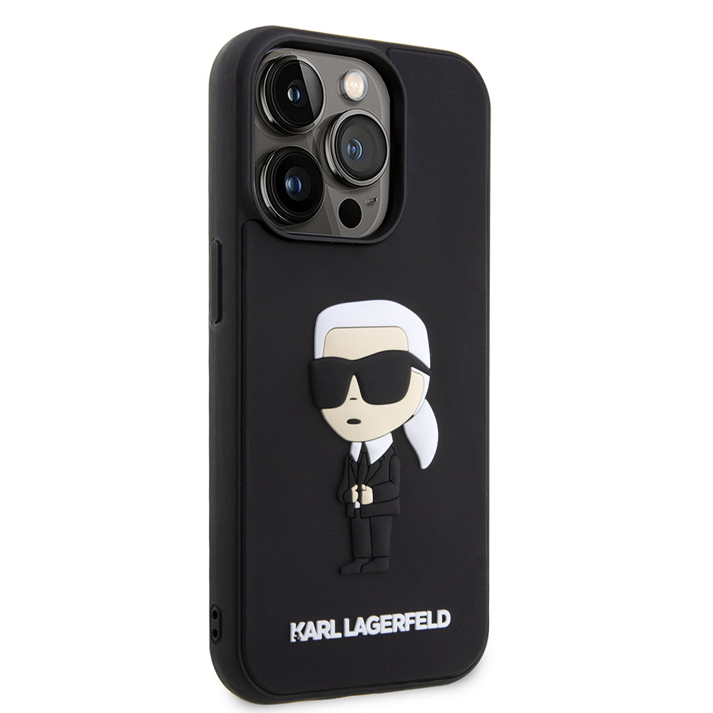 Husa pentru Apple iPhone 14 Pro, Karl Lagerfeld, 3D Rubber Ikonik Karl, Neagra