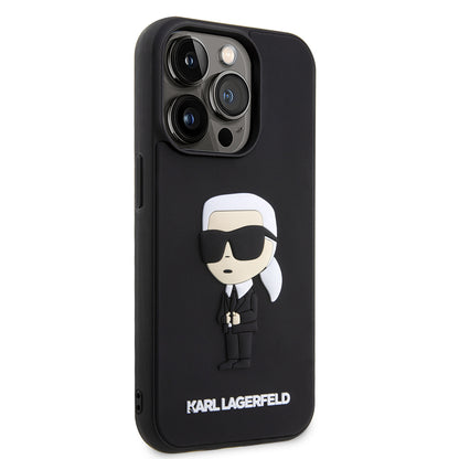 Husa pentru Apple iPhone 14 Pro, Karl Lagerfeld, 3D Rubber Ikonik Karl, Neagra