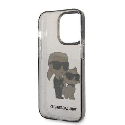 Husa pentru Apple iPhone 14 Pro, Karl Lagerfeld, Glitter Karl & Choupette, Neagra