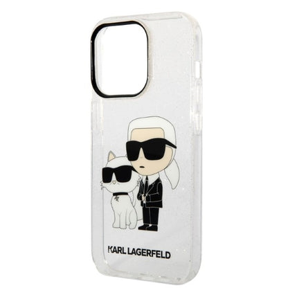 Husa pentru Apple iPhone 14 Pro, Karl Lagerfeld, Glitter Karl & Choupette, Transparenta