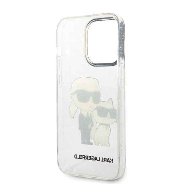 Husa pentru Apple iPhone 14 Pro, Karl Lagerfeld, Glitter Karl & Choupette, Transparenta