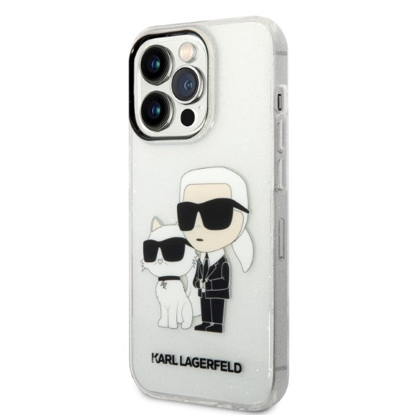 Husa pentru Apple iPhone 14 Pro, Karl Lagerfeld, Glitter Karl & Choupette, Transparenta