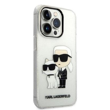 Husa pentru Apple iPhone 14 Pro, Karl Lagerfeld, Glitter Karl & Choupette, Transparenta