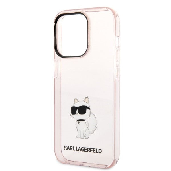 Husa pentru Apple iPhone 14 Pro, Karl Lagerfeld, Ikonik Choupette, Roz