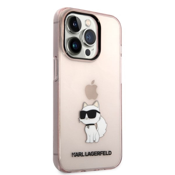 Husa pentru Apple iPhone 14 Pro, Karl Lagerfeld, Ikonik Choupette, Roz
