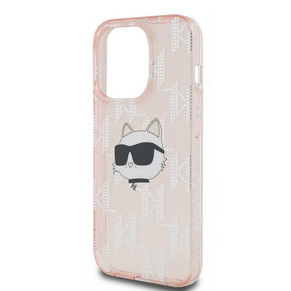 Husa pentru Apple iPhone 14 Pro, Karl Lagerfeld, IML Luxury Monogram Choupette's Head, Roz