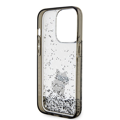 Husa pentru Apple iPhone 14 Pro, Karl Lagerfeld, Liquid Glitter Choupette, Transparenta