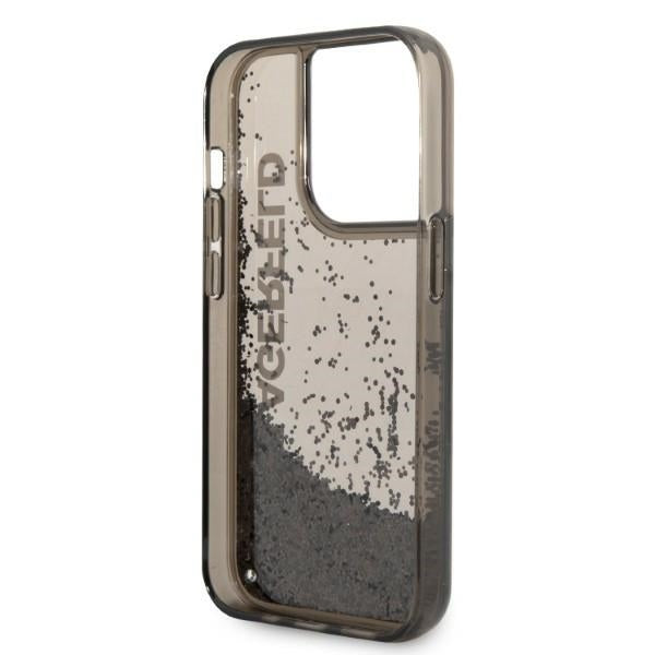Husa pentru Apple iPhone 14 Pro, Karl Lagerfeld, Liquid Glitter KL Logo, Neagra