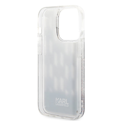 Husa pentru Apple iPhone 14 Pro, Karl Lagerfeld, Liquid Glitter Monogram, Neagra