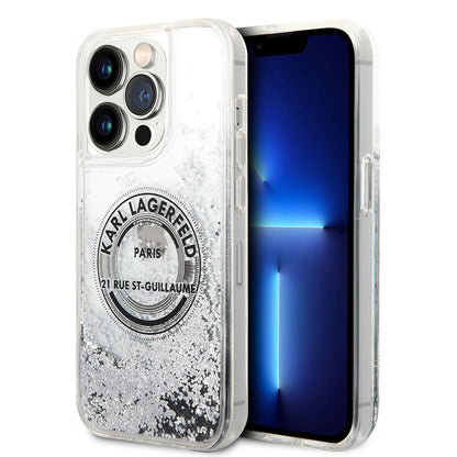 Husa pentru Apple iPhone 14 Pro, Karl Lagerfeld, Liquid Glitter RSG, Argintie