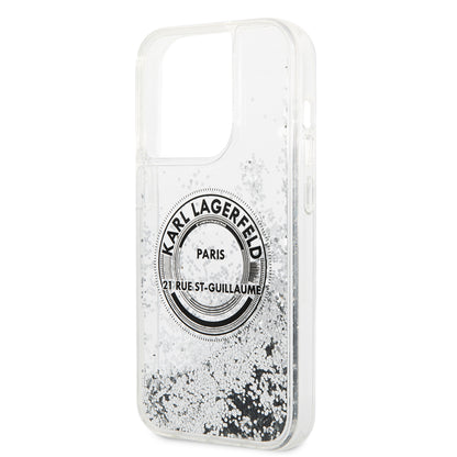 Husa pentru Apple iPhone 14 Pro, Karl Lagerfeld, Liquid Glitter RSG, Argintie