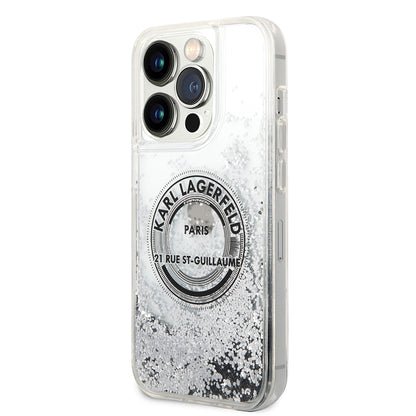 Husa pentru Apple iPhone 14 Pro, Karl Lagerfeld, Liquid Glitter RSG, Argintie