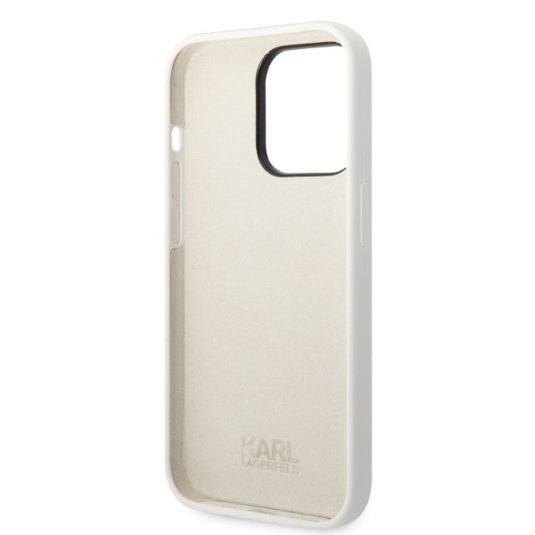 Husa pentru Apple iPhone 14 Pro, Karl Lagerfeld, Silicone Choupette, Alba