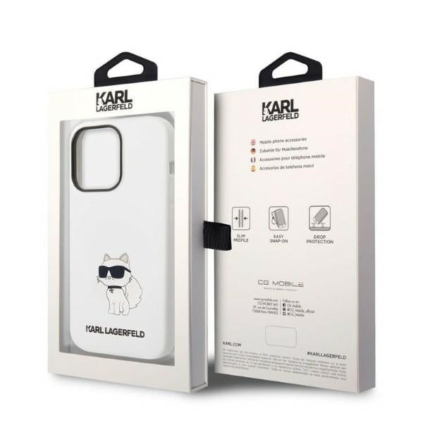 Husa pentru Apple iPhone 14 Pro, Karl Lagerfeld, Silicone Choupette, Alba