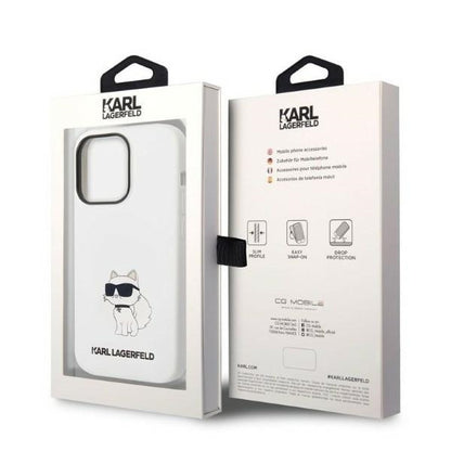 Husa pentru Apple iPhone 14 Pro, Karl Lagerfeld, Silicone Choupette, Alba