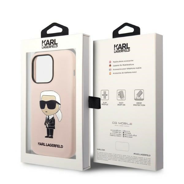 Husa pentru Apple iPhone 14 Pro, Karl Lagerfeld, Silicone Ikonik NFT, Roz