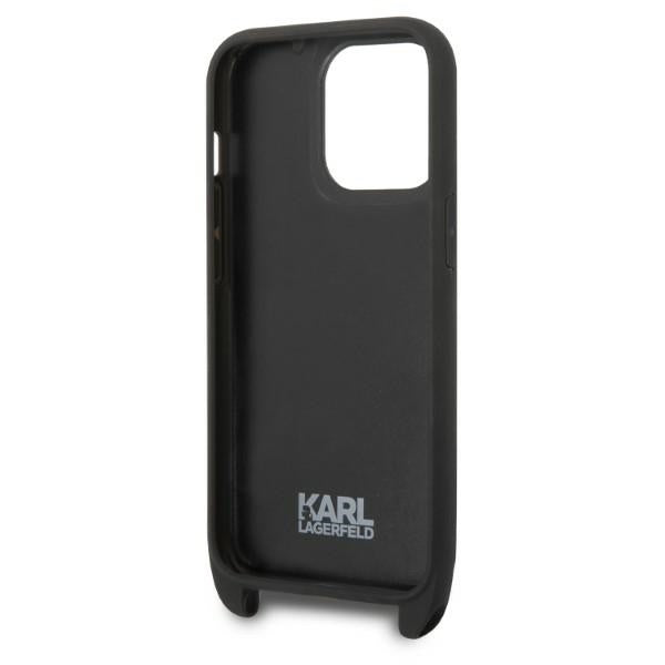 Husa pentru Apple iPhone 14 Pro, Karl Lagerfeld, Monogram Ikonik Karl, Neagra