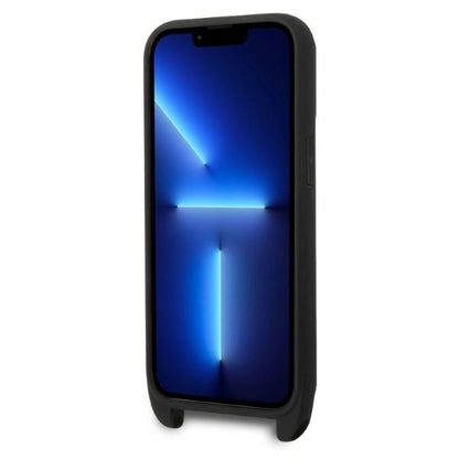 Husa pentru Apple iPhone 14 Pro, Karl Lagerfeld, Monogram Plaque Logo with Strap, Neagra