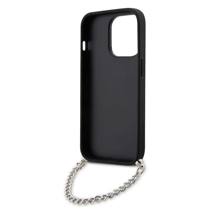 Husa pentru Apple iPhone 14 Pro, Karl Lagerfeld, Saffiano Monogram Chain, Argintie