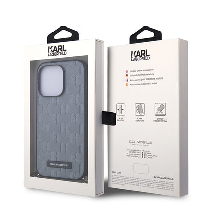 Husa pentru Apple iPhone 14 Pro, Karl Lagerfeld, Saffiano Monogram Chain, Argintie