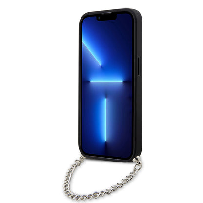 Husa pentru Apple iPhone 14 Pro, Karl Lagerfeld, Saffiano Monogram Chain, Neagra