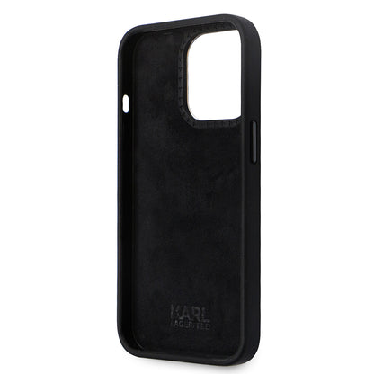 Husa pentru Apple iPhone 14 Pro, Karl Lagerfeld, Silicone Choupette Metal, Neagra