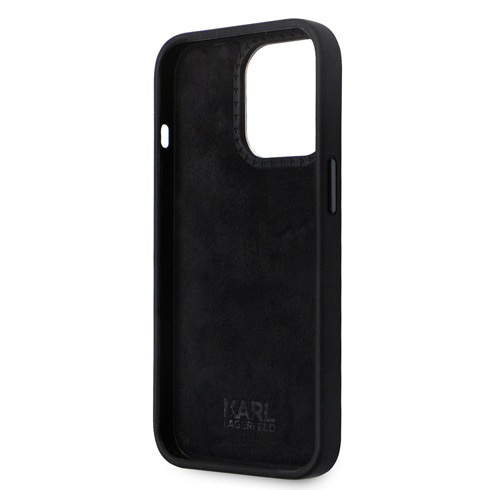 Husa pentru Apple iPhone 14 Pro, Karl Lagerfeld, Silicone Ikonik Karl Metal, Neagra