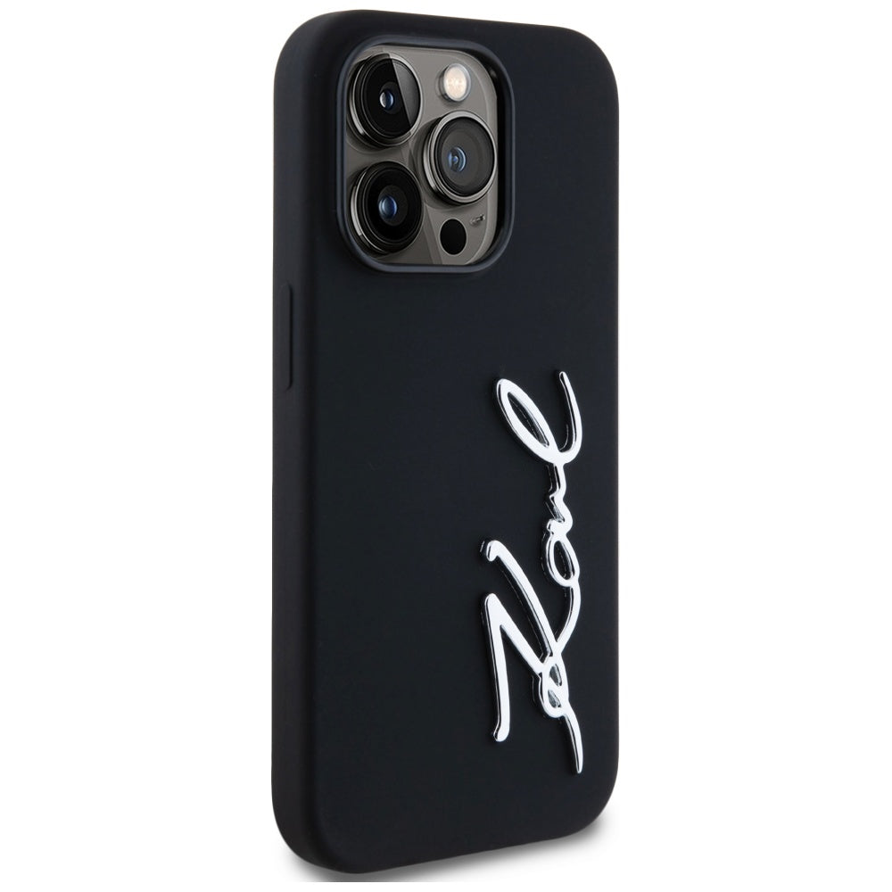Husa pentru Apple iPhone 14 Pro, Karl Lagerfeld, Silicone Karl Script, Neagra