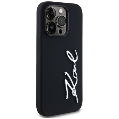Husa pentru Apple iPhone 14 Pro, Karl Lagerfeld, Silicone Karl Script, Neagra