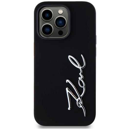 Husa pentru Apple iPhone 14 Pro, Karl Lagerfeld, Silicone Karl Script, Neagra