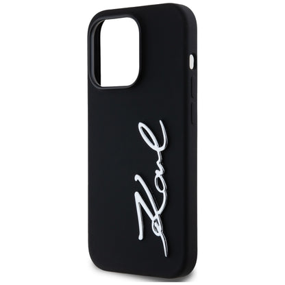 Husa pentru Apple iPhone 14 Pro, Karl Lagerfeld, Silicone Karl Script, Neagra