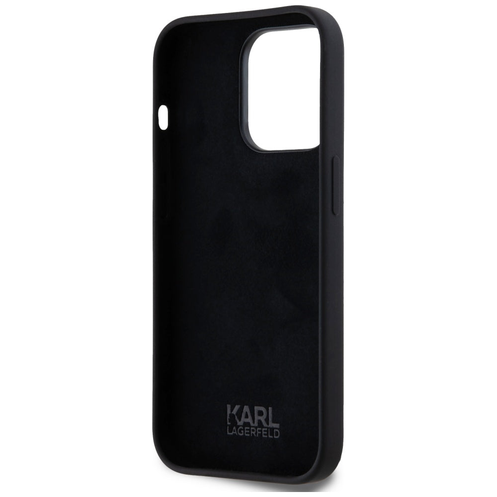 Husa pentru Apple iPhone 14 Pro, Karl Lagerfeld, Silicone Karl Script, Neagra