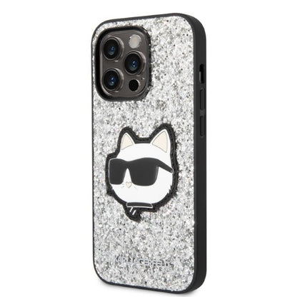 Husa pentru Apple iPhone 14 Pro Max, Karl Lagerfeld, Glitter Choupette Patch, Argintie