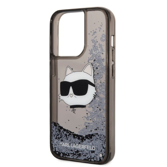 Husa pentru Apple iPhone 14 Pro Max, Karl Lagerfeld, Glitter Choupette's Head, Neagra