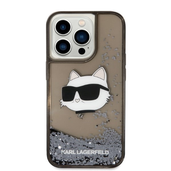 Husa pentru Apple iPhone 14 Pro Max, Karl Lagerfeld, Glitter Choupette's Head, Neagra