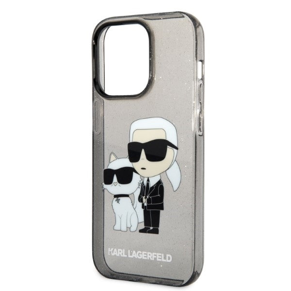 Husa pentru Apple iPhone 14 Pro Max, Karl Lagerfeld, Glitter Karl & Choupette, Neagra