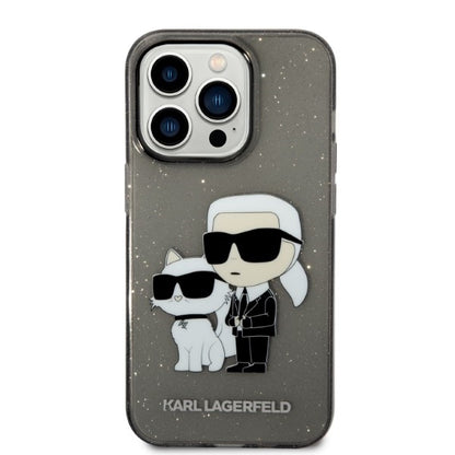 Husa pentru Apple iPhone 14 Pro Max, Karl Lagerfeld, Glitter Karl & Choupette, Neagra