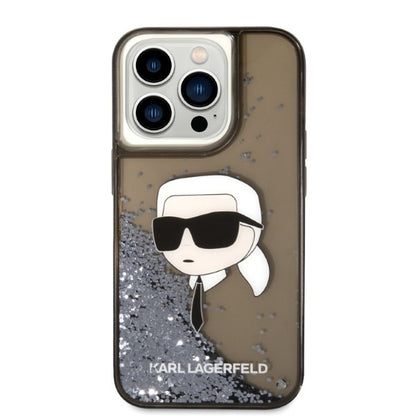 Husa pentru Apple iPhone 14 Pro Max, Karl Lagerfeld, Glitter Karl's Head, Neagra