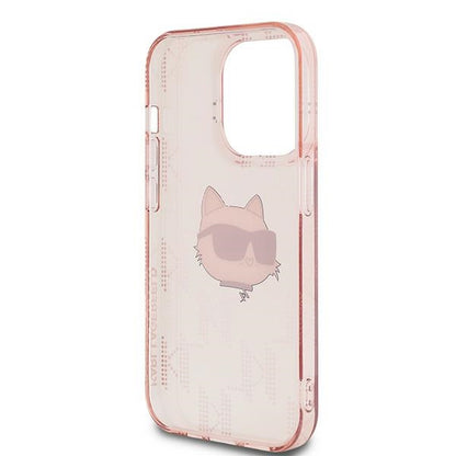 Husa pentru Apple iPhone 14 Pro Max, Karl Lagerfeld, IML Luxury Monogram Choupette's Head, Roz