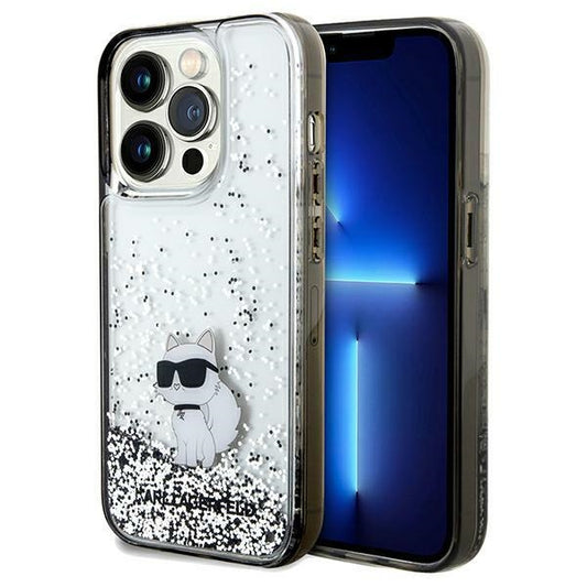Husa pentru Apple iPhone 14 Pro Max, Karl Lagerfeld, Liquid Glitter Choupette, Transparenta