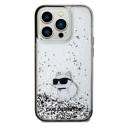 Husa pentru Apple iPhone 14 Pro Max, Karl Lagerfeld, Liquid Glitter Choupette, Transparenta