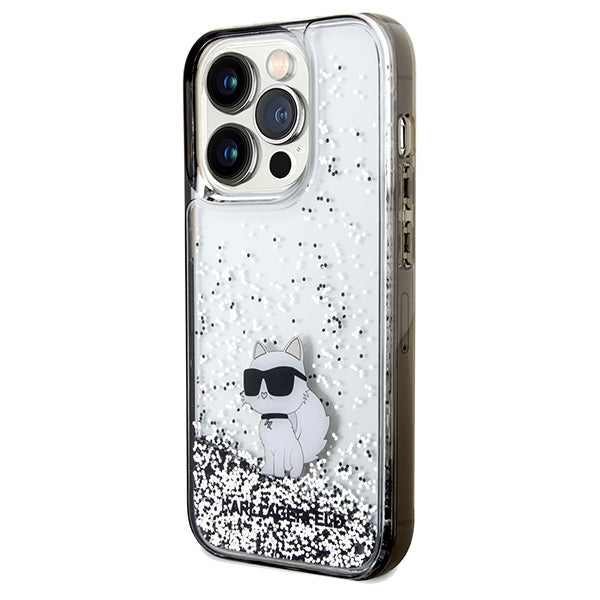Husa pentru Apple iPhone 14 Pro Max, Karl Lagerfeld, Liquid Glitter Choupette, Transparenta