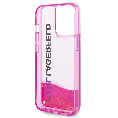 Husa pentru Apple iPhone 14 Pro Max, Karl Lagerfeld, Liquid Glitter KL Logo, Roz