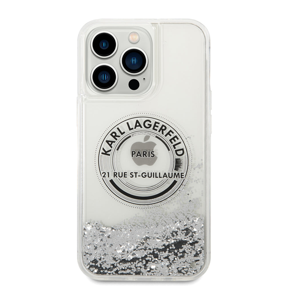 Husa pentru Apple iPhone 14 Pro Max, Karl Lagerfeld, Liquid Glitter RSG, Argintie
