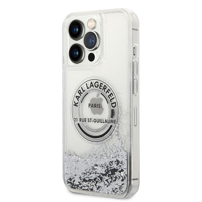 Husa pentru Apple iPhone 14 Pro Max, Karl Lagerfeld, Liquid Glitter RSG, Argintie