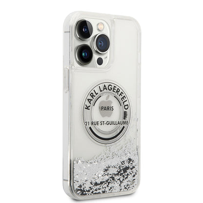 Husa pentru Apple iPhone 14 Pro Max, Karl Lagerfeld, Liquid Glitter RSG, Argintie
