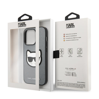 Husa pentru Apple iPhone 14 Pro Max, Karl Lagerfeld, Saffiano Choupette's Head, Argintie