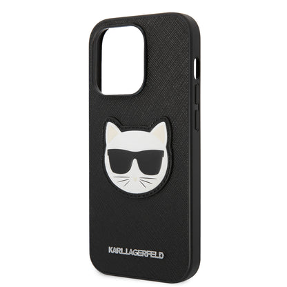 Husa pentru Apple iPhone 14 Pro Max, Karl Lagerfeld, Saffiano Choupette's Head, Neagra
