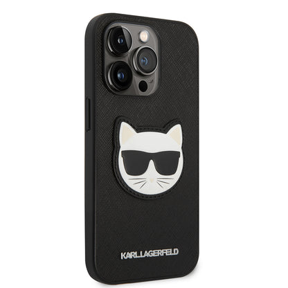 Husa pentru Apple iPhone 14 Pro Max, Karl Lagerfeld, Saffiano Choupette's Head, Neagra