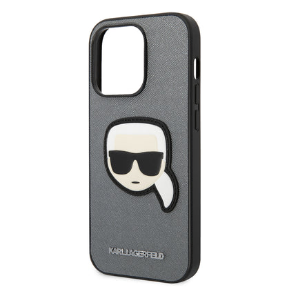 Husa pentru Apple iPhone 14 Pro Max, Karl Lagerfeld, Saffiano Karl's Head, Argintie